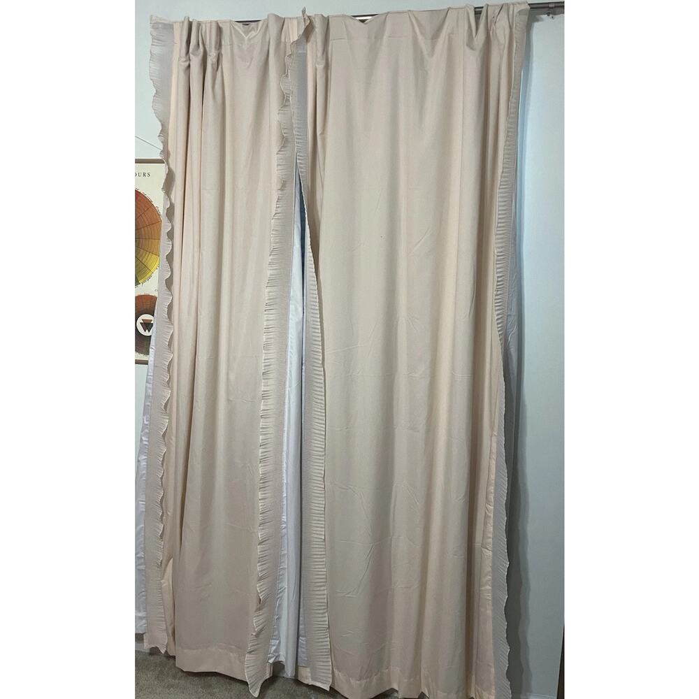 Pillowfort Light Pink Lined Room Darkening Ruffle Curtains 84” Length